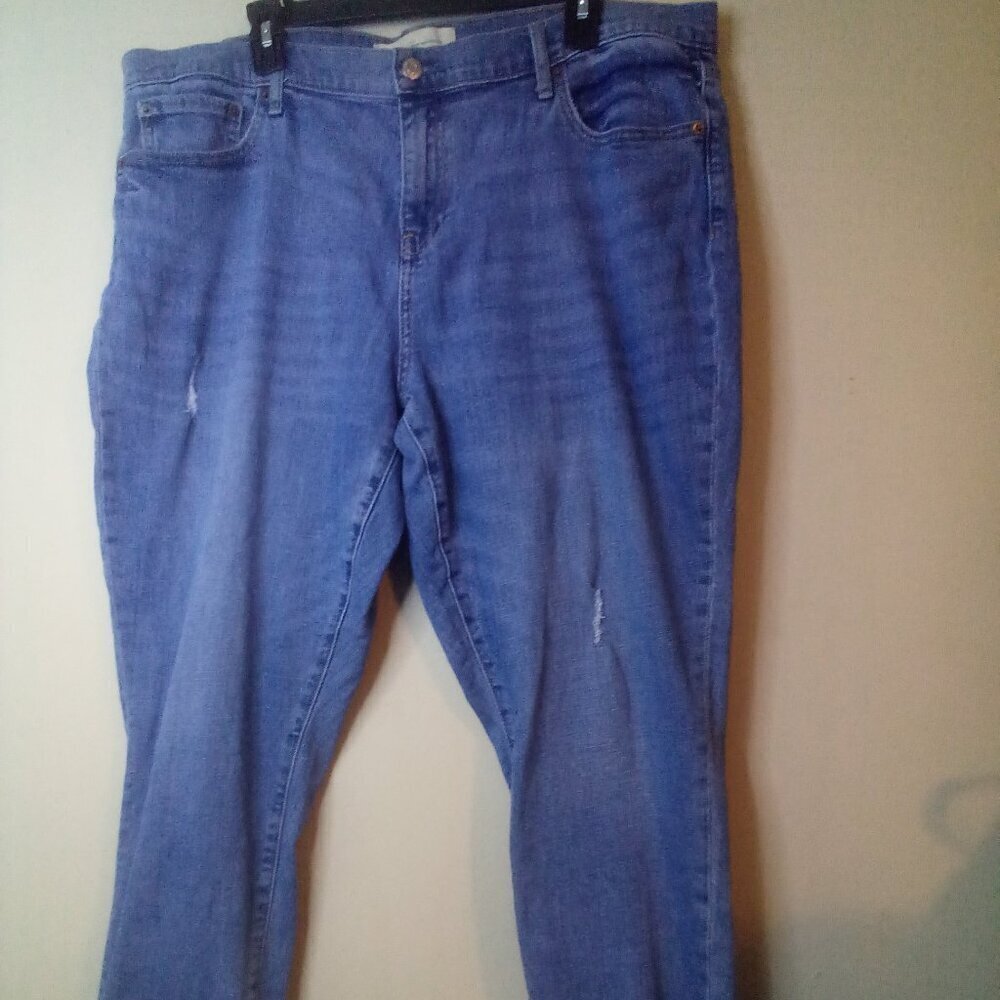 Gap Jeans Women 34 Best Girlfriend Distressed Ankle Cropped Blue
